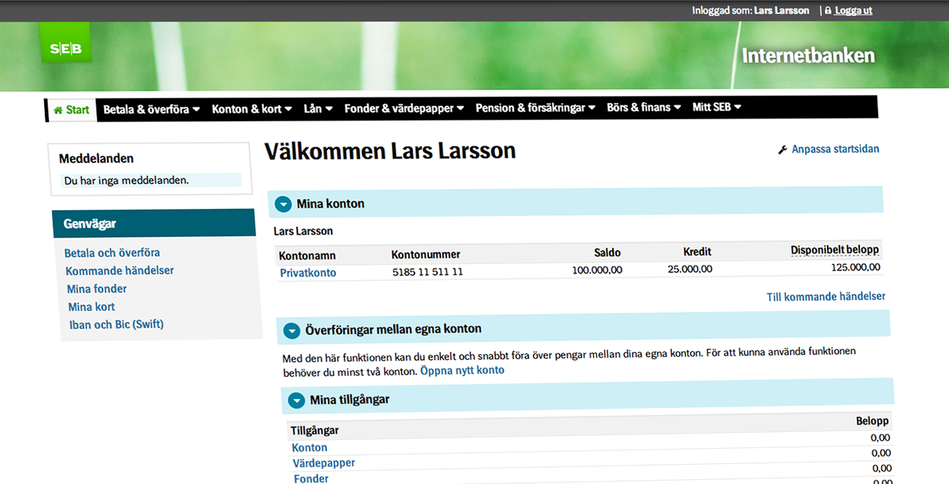 SEB Internetbank Kreationsbyr n SEB Internetbank Kreationsbyr n